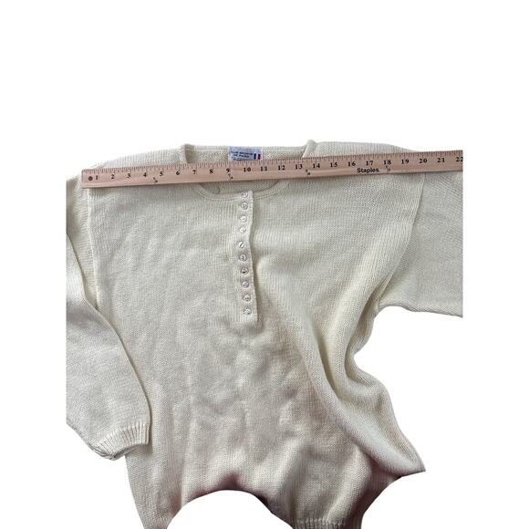 Vintage Club Sportif de Paris Cream Floral Button Knit Cardigan - Picture 7 of 8